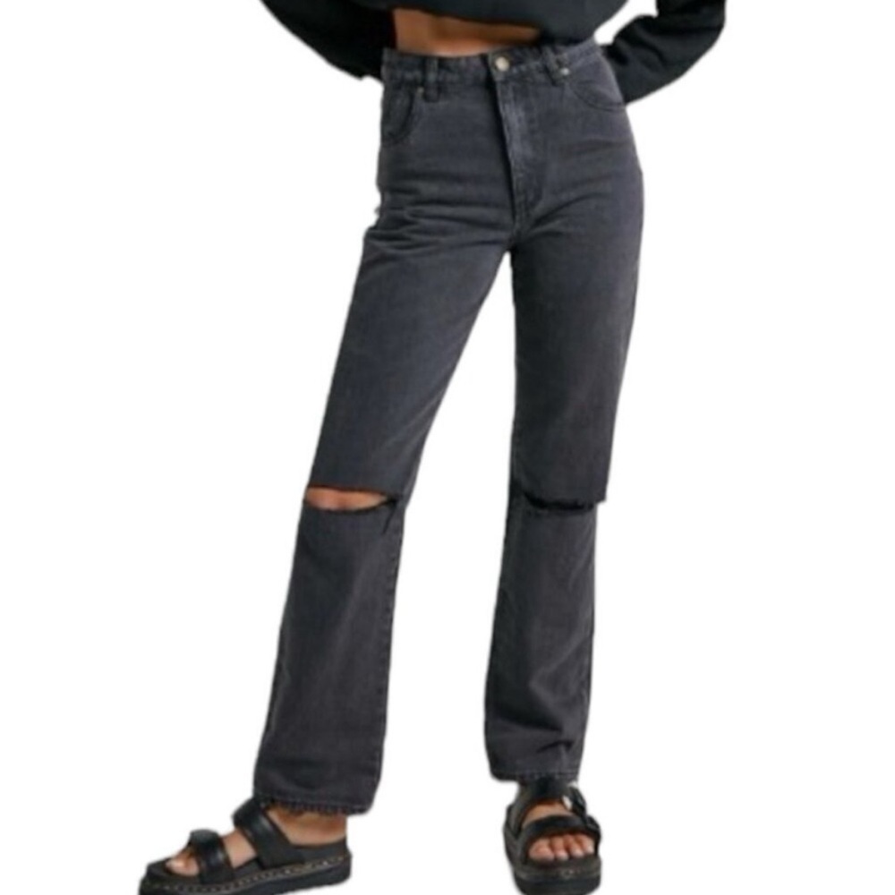 ROLLA'S Black Distressed Straight Leg Jeans